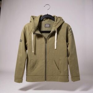 Grunt Style Womens Zip Up Hoodie Olive Green American Flag Sleeve Size Small